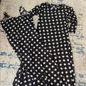 AFRM Black Maxi Dress with White Polka Dots